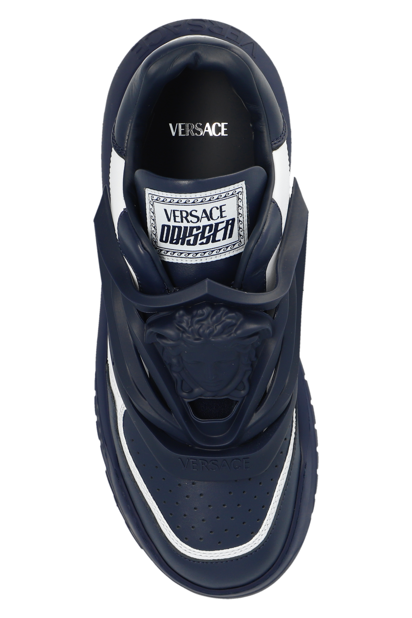 Navy blue shop versace sneakers